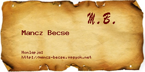 Mancz Becse névjegykártya